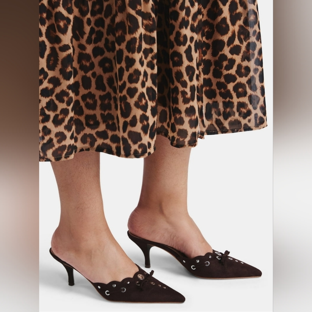 NWT Time and Tru Women's Studded Kitten Heel Mules In Brown Size 10 - Picture 12 of 12